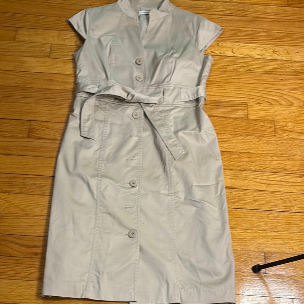 Calvin Klein Gray Sheath Dress with Mandarin Collar